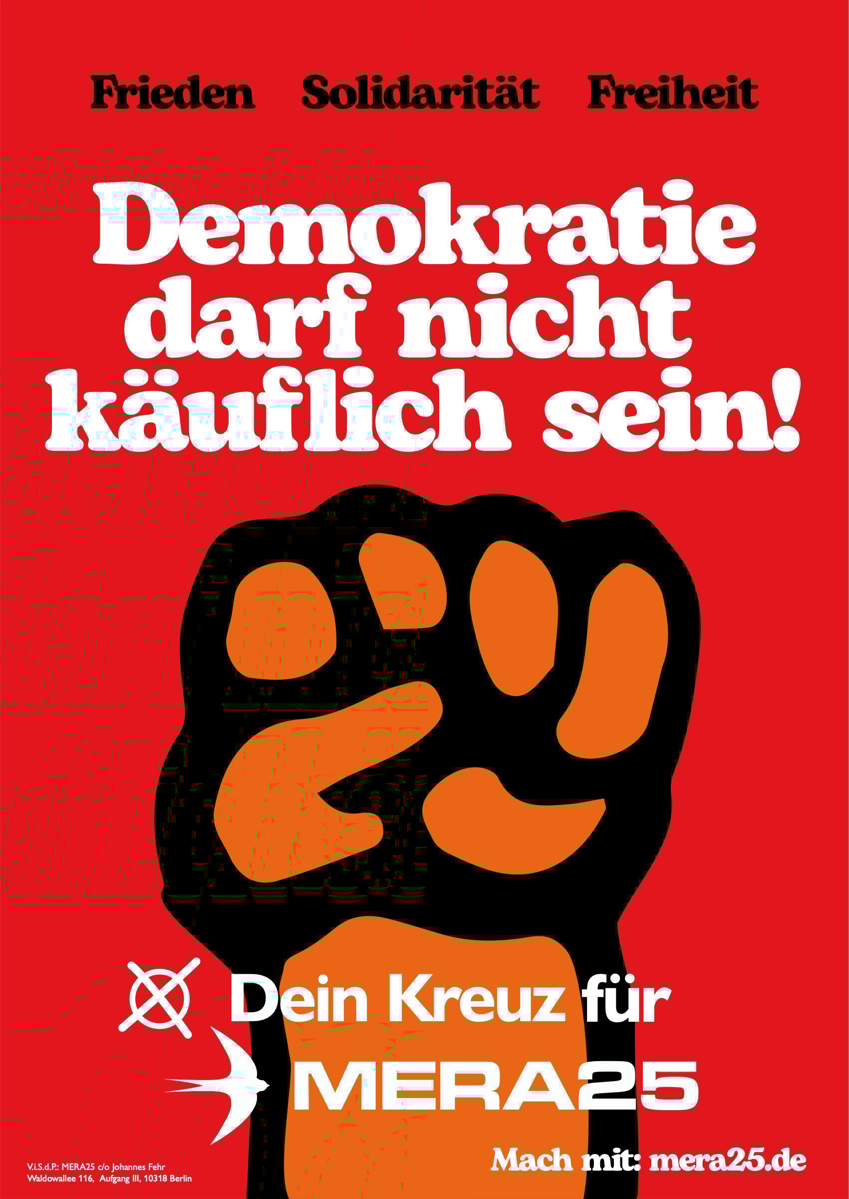 Plakat für die Bundeswahl 2025: Demokratie darf nicht käuflich sein!