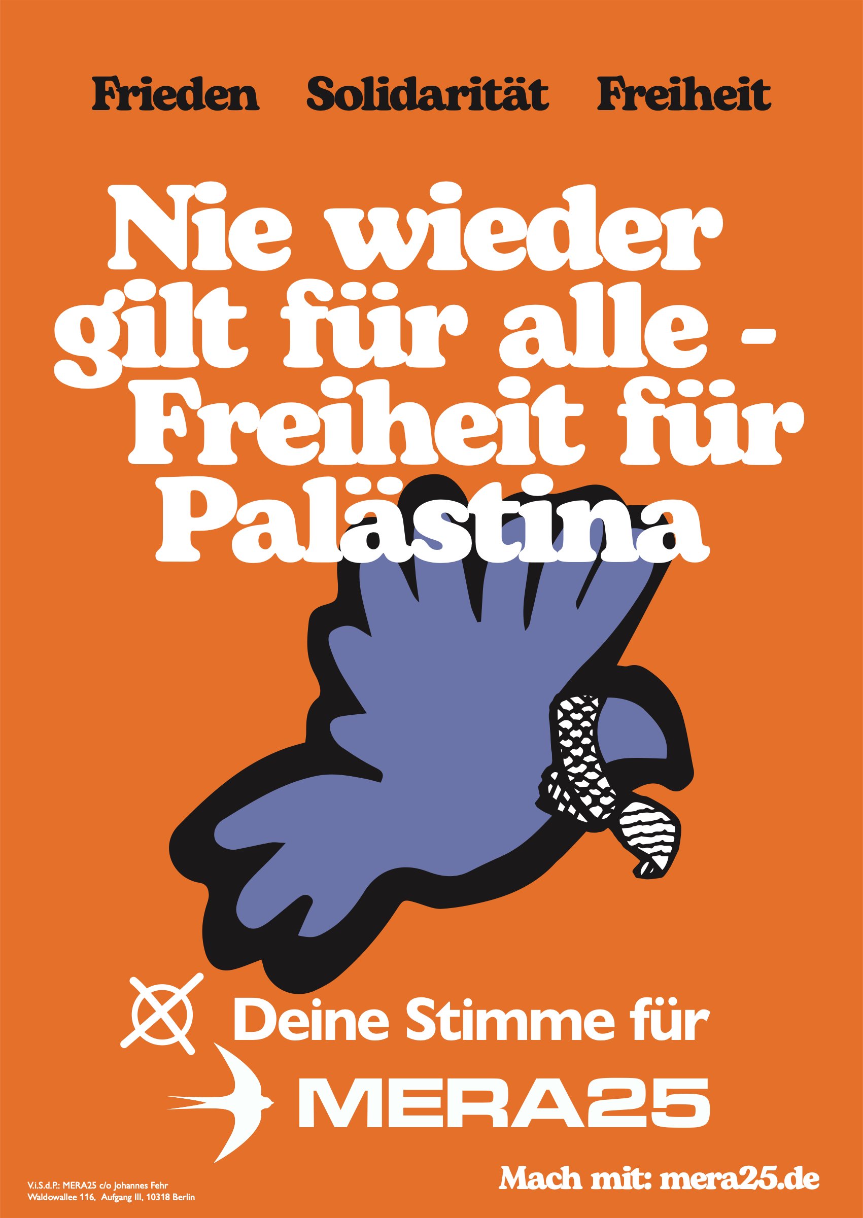 Plakat für die Bundeswahl 2025: Freiheit für Palästina